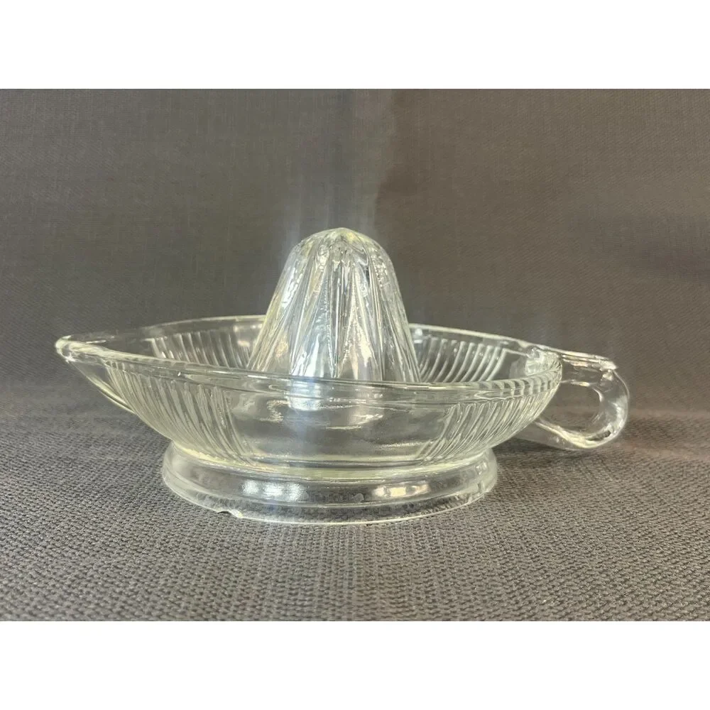 Pair of Vintage Glass Citrus Juicer/Reamers Med & Large w/ Handle